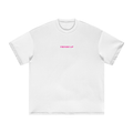 White and pink Outline split face tee